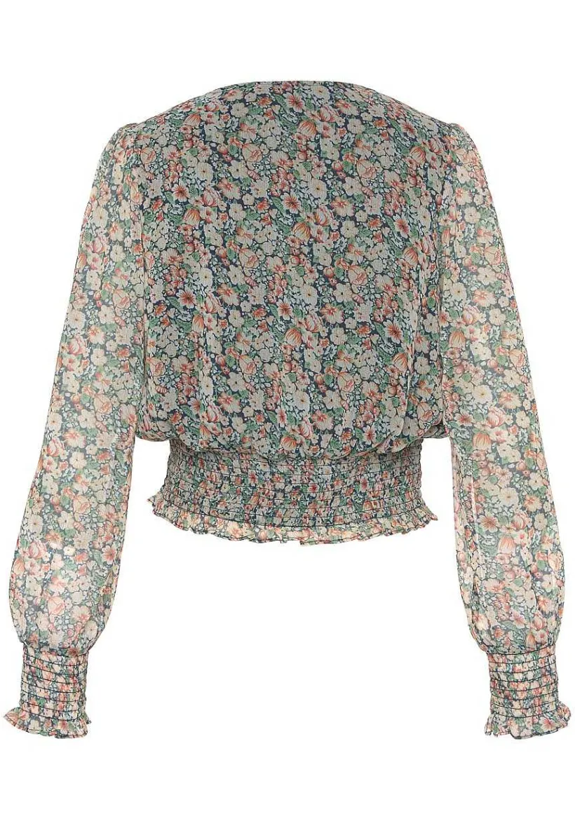 LASCANA Blouses-Smocked Floral Print Blouse