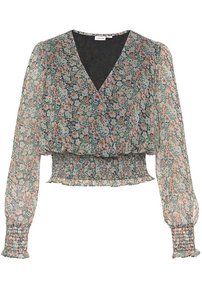 LASCANA Blouses-Smocked Floral Print Blouse
