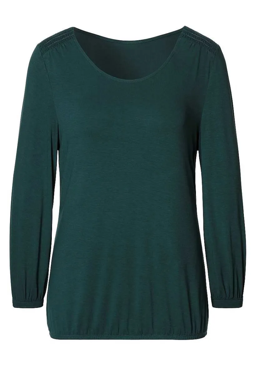 LASCANA Long Sleeve Tops-Smocked Insert 3/4 Sleeve Top