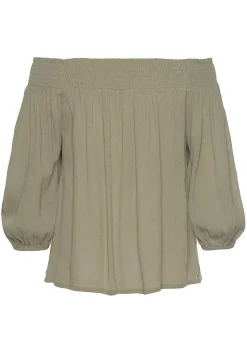 LASCANA Blouses-Smocked Off Shoulder Blouse