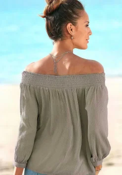 LASCANA Blouses-Smocked Off Shoulder Blouse
