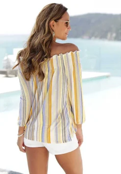 LASCANA Blouses-Smocked Off Shoulder Top