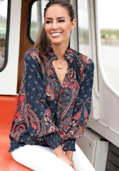 LASCANA Blouses-Smocked Pattern Blouse