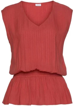 LASCANA Sleeveless Tops-Smocked Peplum Top
