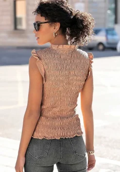 LASCANA Sleeveless Tops-Smocked Sleeveless Top