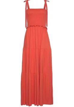 LASCANA Maxi Dresses-Smocked Tie Maxi Dress