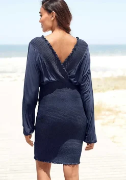 LASCANA Short Dresses-Smocked V-Neck Dress