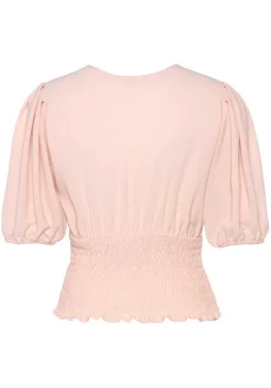 LASCANA Blouses-Smocked Waist Wrap Look Blouse