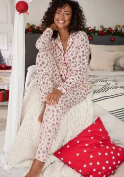 LASCANA Pajamas & Sets-Snowflake Button Down Pajama Shirt