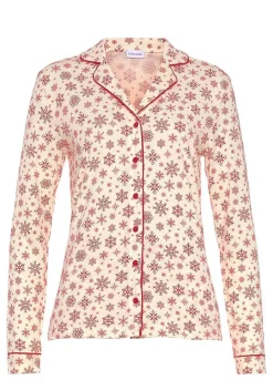 LASCANA Pajamas & Sets-Snowflake Button Down Pajama Shirt