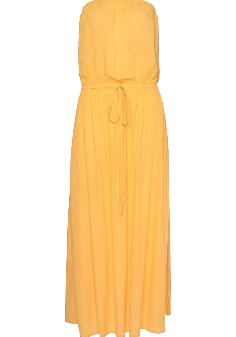 LASCANA Maxi Dresses-Strapless Side Slit Maxi Dress