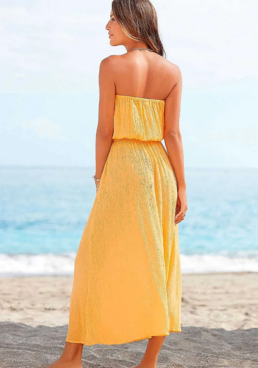 LASCANA Maxi Dresses-Strapless Side Slit Maxi Dress