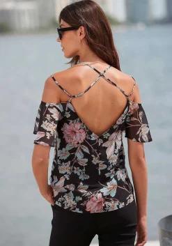 LASCANA Blouses-Strappy Cold Shoulder Blouse