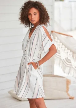 LASCANA Short Dresses-Striped Button Down Dress