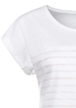 LASCANA Short Sleeve Tops-Striped Round Neckline Top