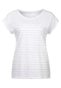 LASCANA Short Sleeve Tops-Striped Round Neckline Top