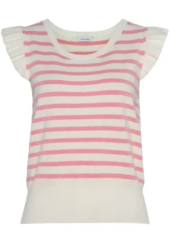 LASCANA Sleeveless Tops-Striped Ruffle Sleeve Top