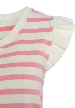 LASCANA Sleeveless Tops-Striped Ruffle Sleeve Top