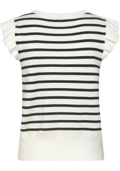 LASCANA Sleeveless Tops-Striped Ruffle Sleeve Top