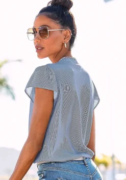 LASCANA Blouses-Striped Short Sleeve Blouse
