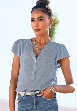 LASCANA Blouses-Striped Short Sleeve Blouse
