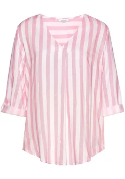 LASCANA Blouses-Striped Tab Sleeve Blouse