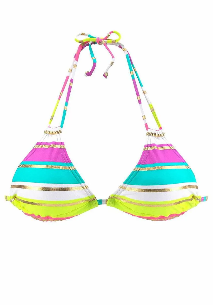 LASCANA Triangle-Striped Triangle Bikini Top