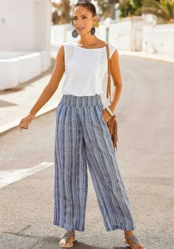 LASCANA Pants-Striped Wide Leg Pants