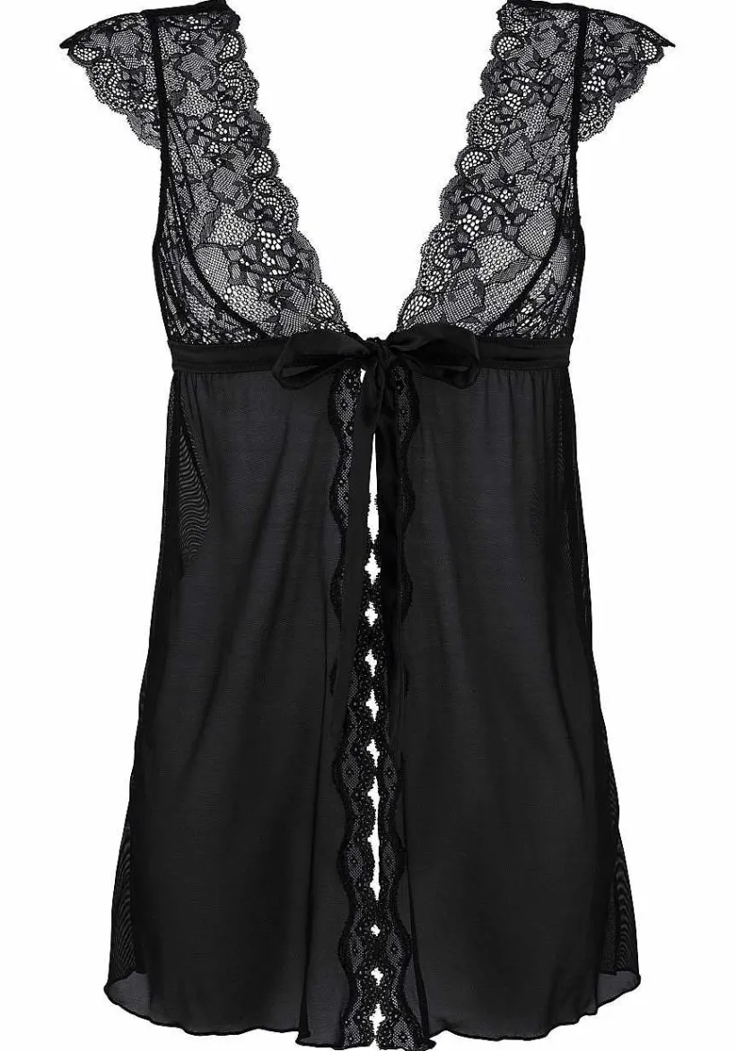 LASCANA Babydolls & Negligees-Tie Front Lace Negligee