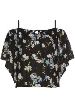LASCANA Blouses-Tie Neck Cold Shoulder Blouse