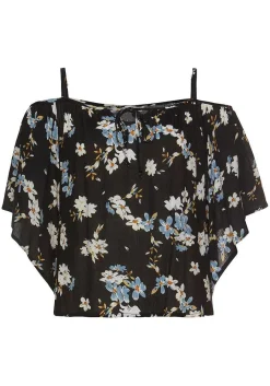 LASCANA Blouses-Tie Neck Cold Shoulder Blouse
