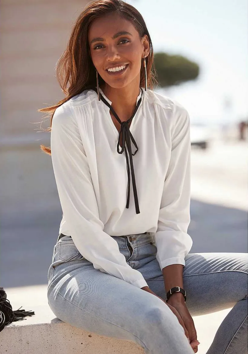LASCANA Blouses-Tie Neck Long Sleeve Blouse