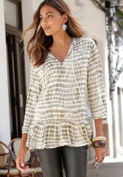 LASCANA Blouses-Tie Neck Print Blouse