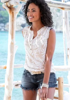 LASCANA Sleeveless Tops-Tropical Print Top