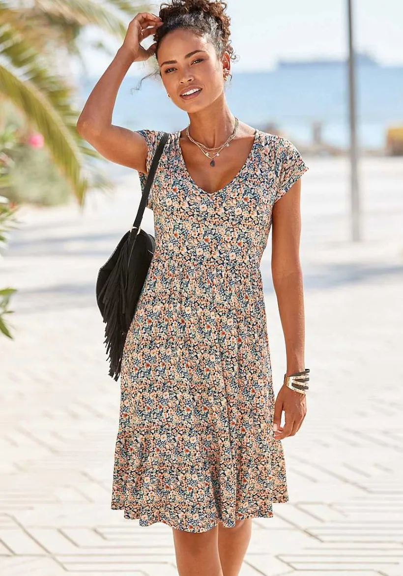 LASCANA Short Dresses-V-Neck Flounce Dress