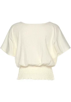 LASCANA Short Sleeve Tops-V-Neck Smocked Top