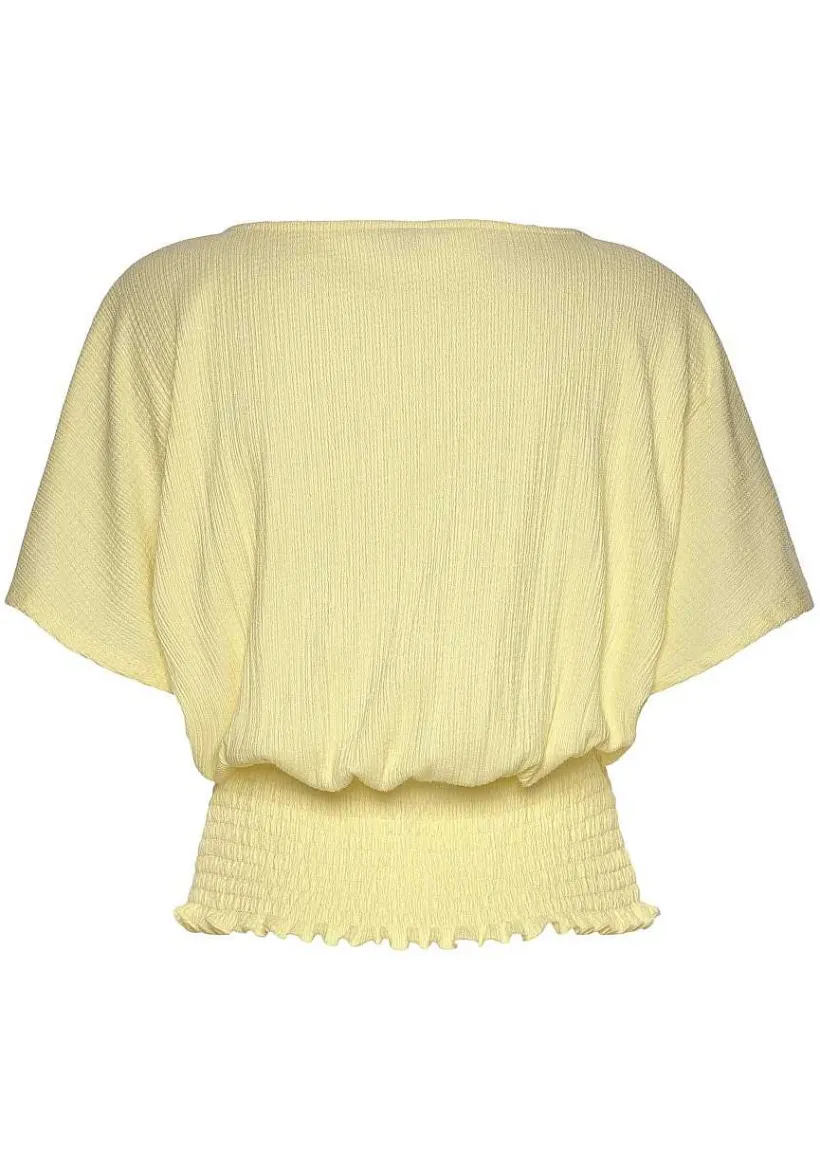 LASCANA Short Sleeve Tops-V-Neck Smocked Top