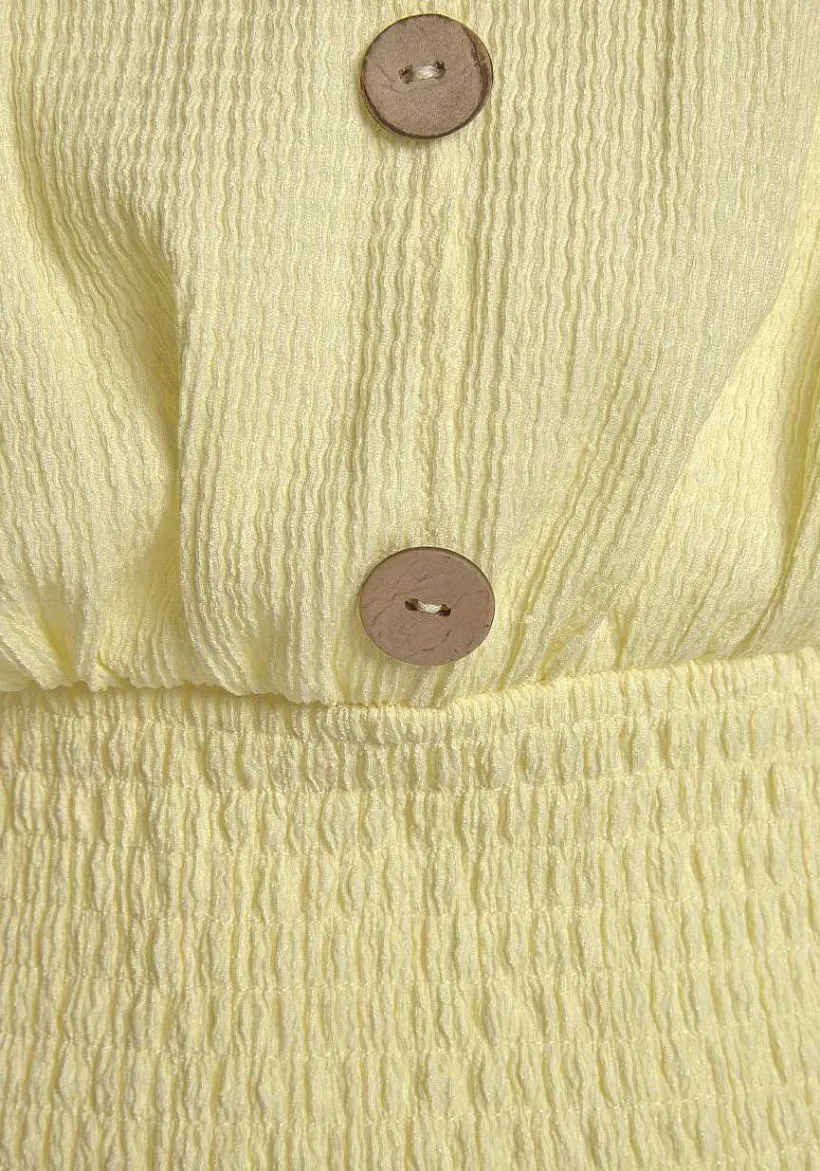 LASCANA Short Sleeve Tops-V-Neck Smocked Top