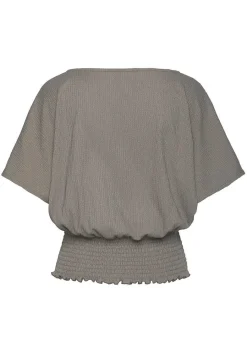LASCANA Short Sleeve Tops-V-Neck Smocked Top