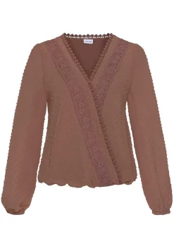 LASCANA Long Sleeve Tops-Wrap Look Blouse