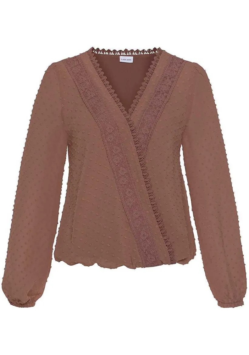 LASCANA Long Sleeve Tops-Wrap Look Blouse