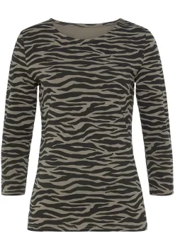 LASCANA Long Sleeve Tops-Zebra Print 3/4 Sleeve Top